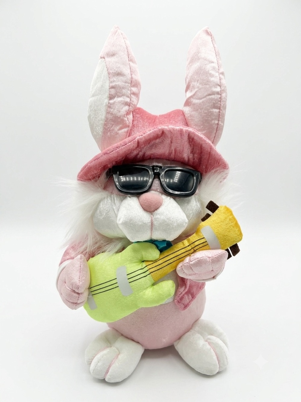 Vintage Great American Fun Rockin’ Bunny Rabbit Plush Pink Guitar Sunglasses10.5
